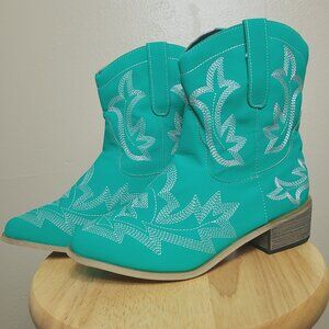 Womens Cowboy Boots Size 39 Size 8 Teal Turquoise Aqua